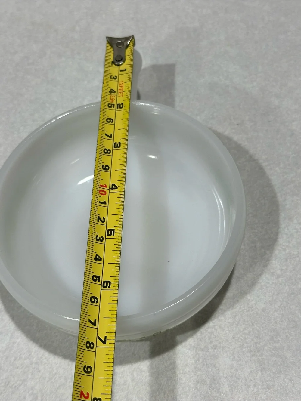 6 -Glasbake Milk Glass Handled Soup Bowl Green Daisy Floral J-2639 MCM USA VTG